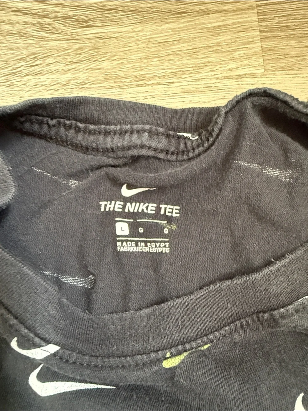 Nike Black Tee with White & Neon Green Swooshes